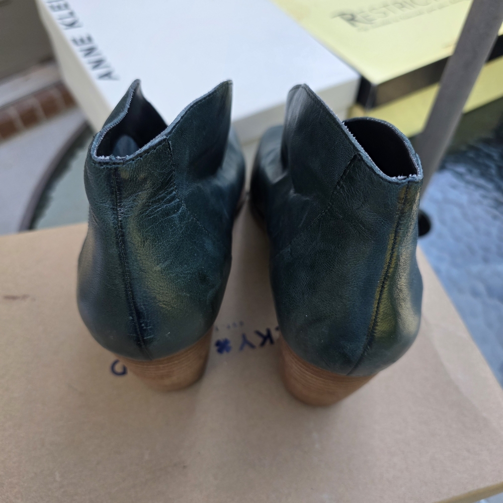 Lucky Brand Teal Leather Peep-Toe Ankle Booties - Picture 2 of 3
